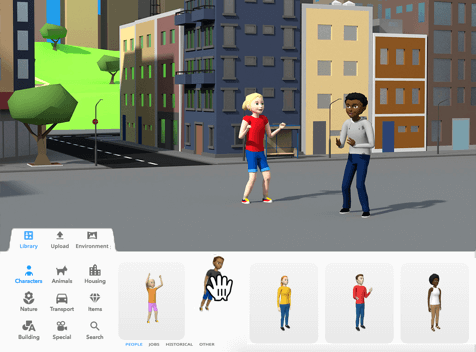 Virtual world building CoSpaces Edu